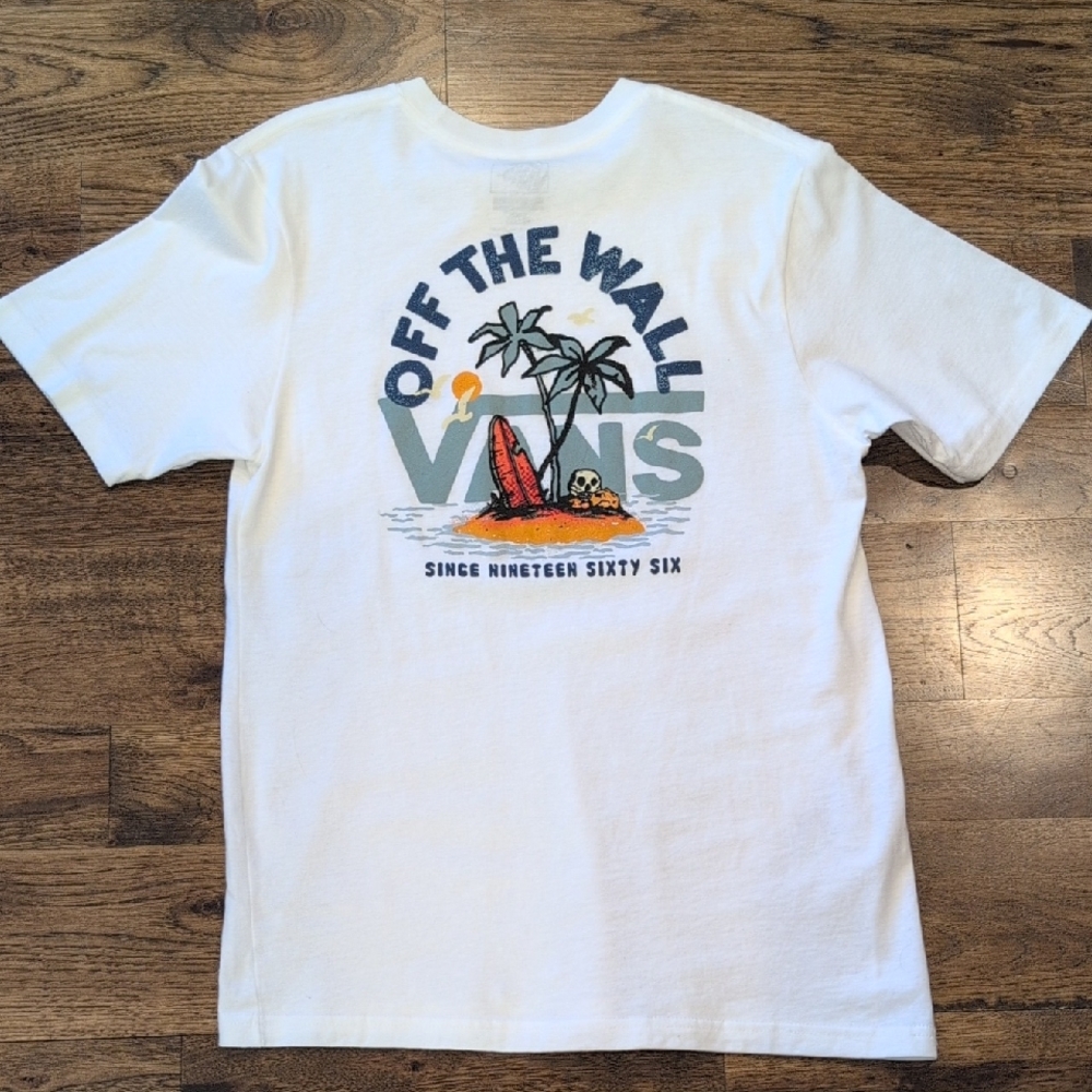 Boys Vans white print & logo t-shirt size XL